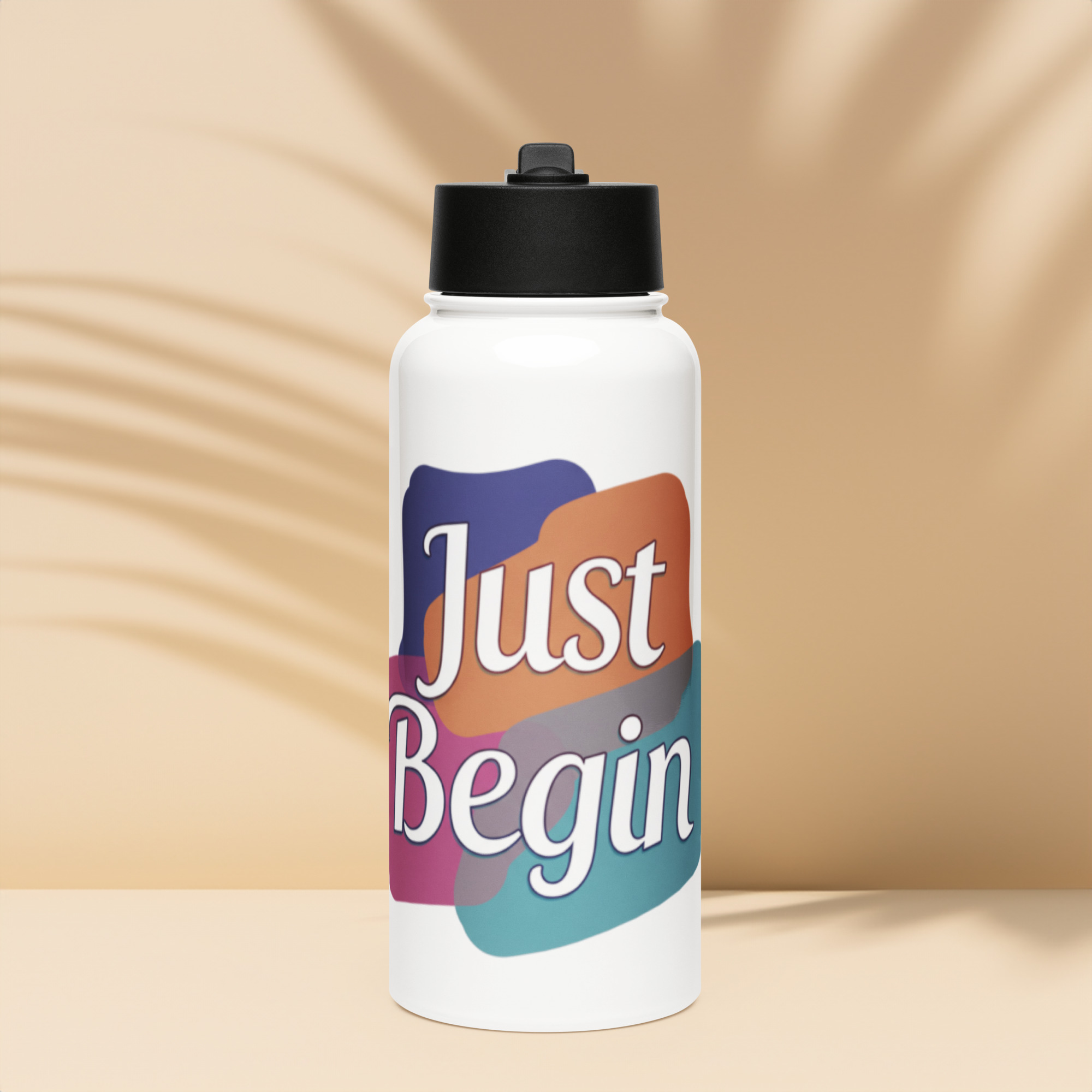 Stainless steel water bottle with a straw lid: Just begin