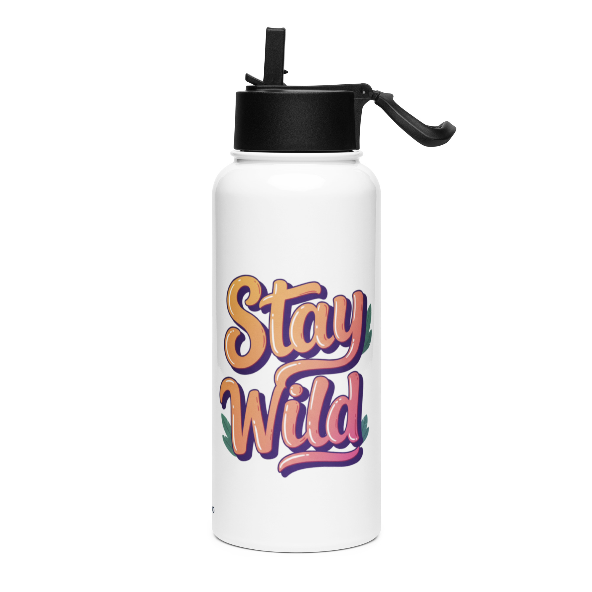 Stainless steel water bottle with a straw lid: Stay wild